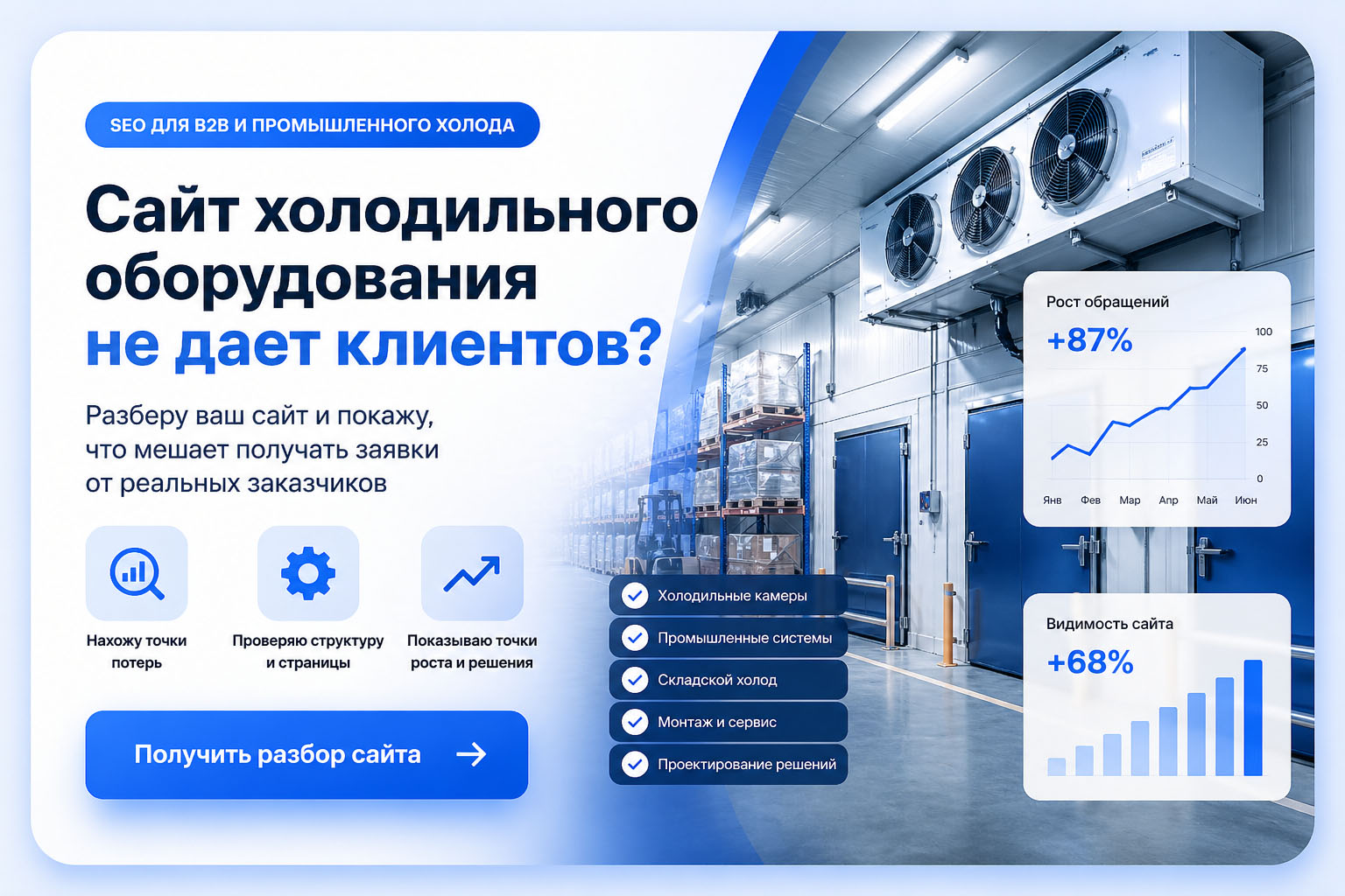 Сайт холодильного оборудования не дает клиентов